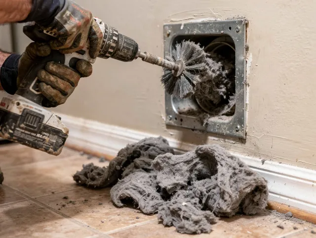 Certified Carson Dryer Vent Cleaning technician performing dryer vent cleaning in Carson