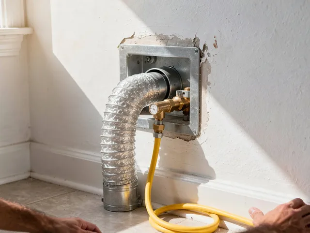 Carson Dryer Vent Cleaning certified technician performing specialized gas dryer vent cleaning in Carson